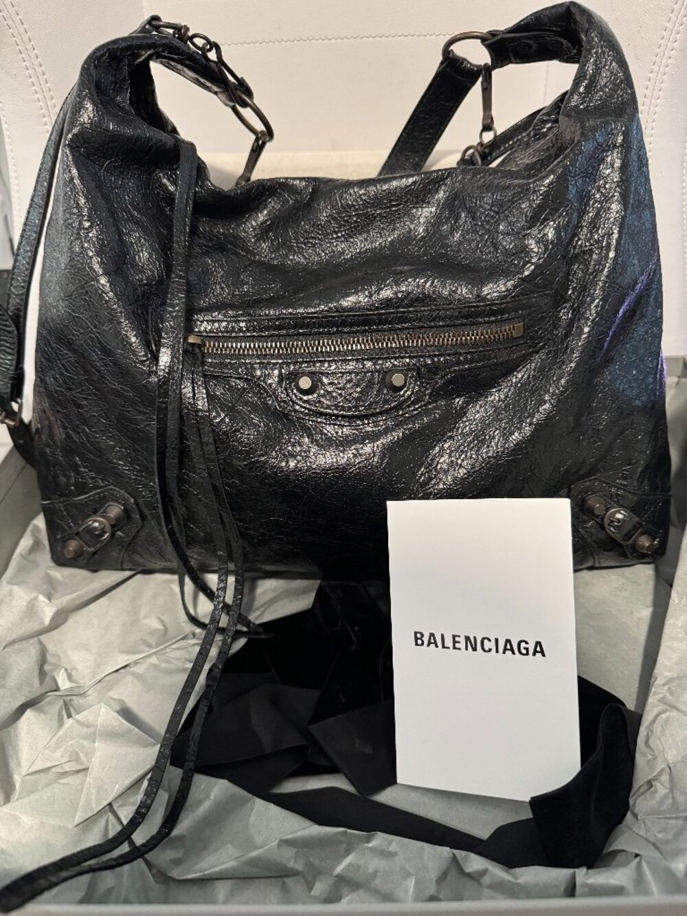 Balenciaga Black Le City Hobo Bag Medium